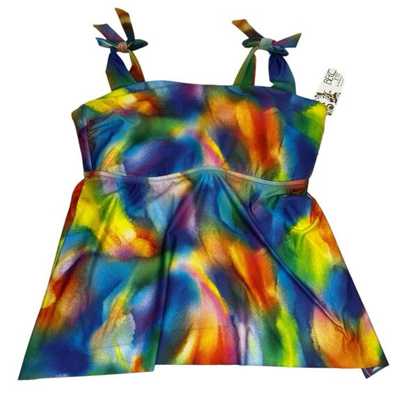 Becca ETC Plus Size Paper Mache tie dye Tankini top multicolor - 2X - Picture 3 of 11